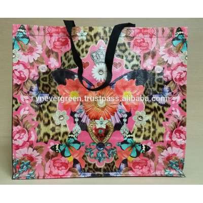 Promotional Reusable and Foldable Laminated Tote Recyclable PP Woven Shopping Bags